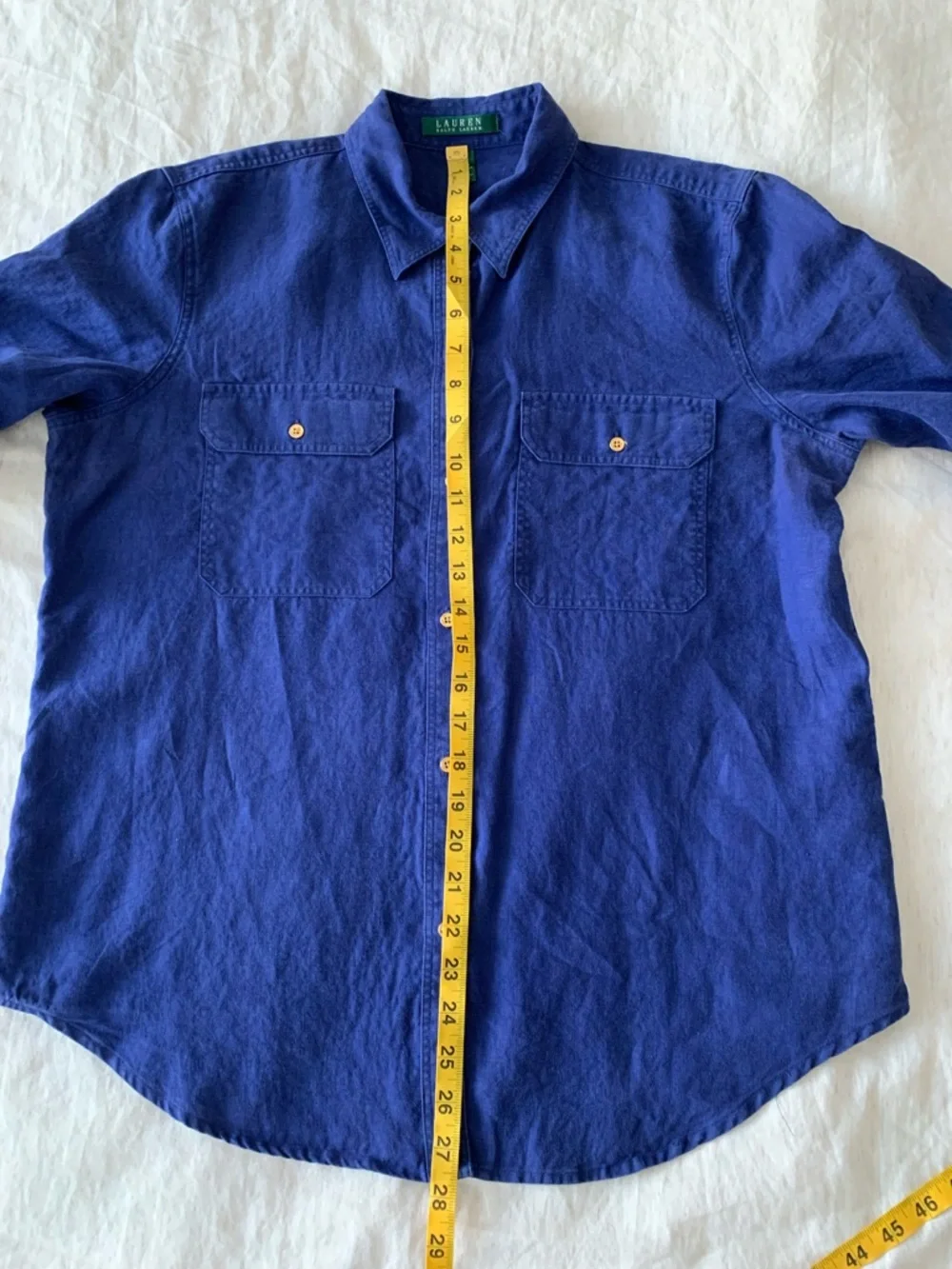 Lauren Ralph Lauren Deep Blue Casual Button-Down Shirt - Picture 9 of 12